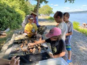 Mack with a group from Strawtown Nature Arts at Plum Point in New Windsor, NY.