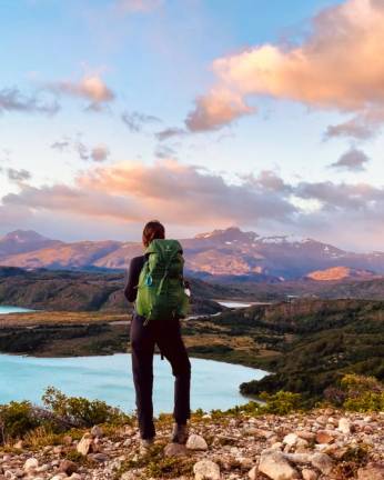 Straus taking in the view on the W Trek in Patagonia.