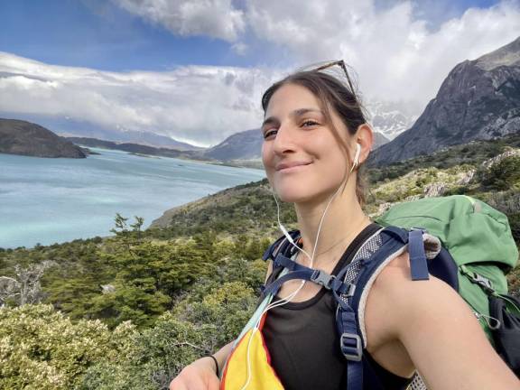 The writer on the W Trek in Patagonia, her second solo multi-day hiking trip.