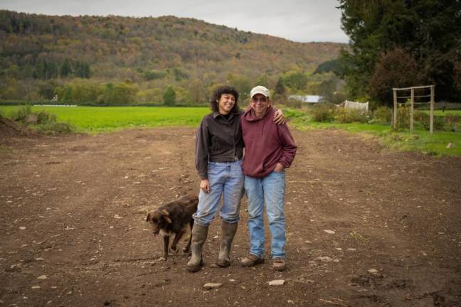 Matias and Hutson, a retired dairy farmer who wants to keep his land in the hands of farmers.