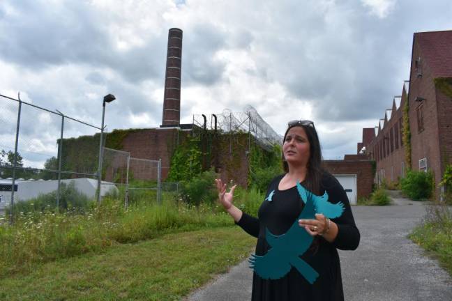 Sweetman with her bluebirds at the old prison site in July.