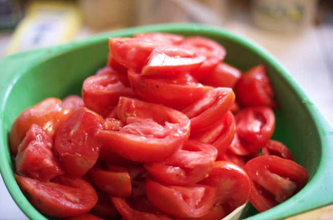 Seconds tomatoes, cheaper because they’re imperfect, are great for saucing.