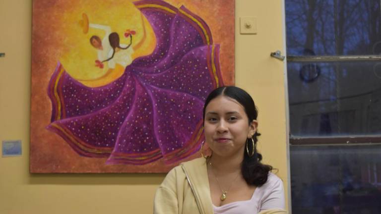 Sharlin Barragan Lara, 17, at the Alamo Farmworkers Community Center in Goshen, NY.