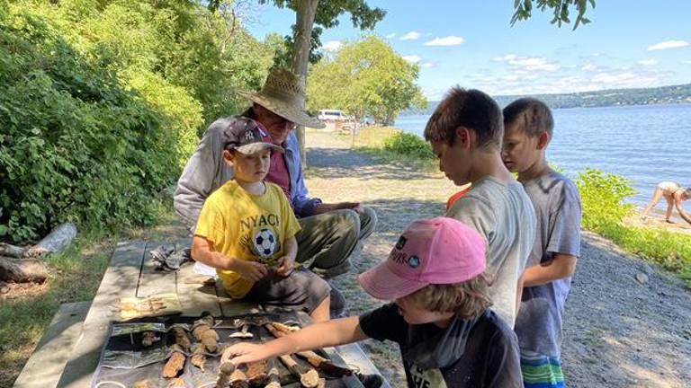 Mack with a group from Strawtown Nature Arts at Plum Point in New Windsor, NY.